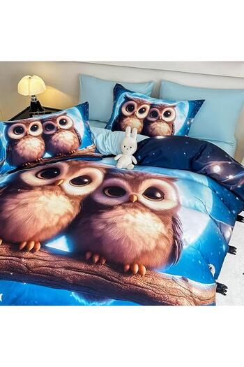 JOJO HOME 5D bedding, digital print, 6 pieces, fitted sheet, Owls