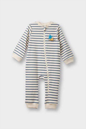 DeFacto Baby Boy Newborn Ribbed Camisole Zippered Striped Long Sleeve Romper (25 Au)