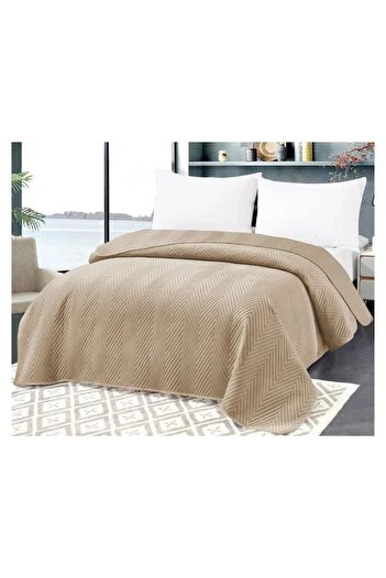 OEM Decorative Velour Embossed Bedspread 200x220 cm - Beige