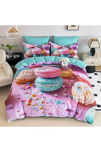 JOJO HOME 5D bedding, digital print, 6 pieces, fitted sheet, Macarons