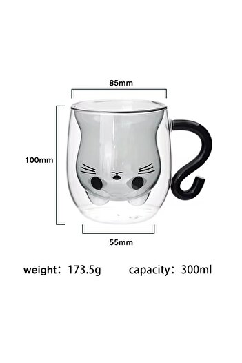 MİMOZA PARK Double Wall Cup with Cats, Mug with Double Walls, 300 ml