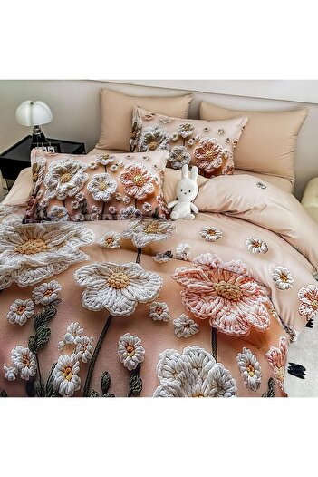 JOJO HOME 5D bedding, digital print, 6 pieces, fitted sheet, Flowers