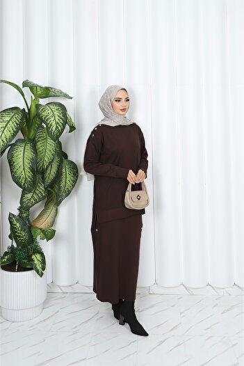 NİSUM MODA Buttoned Mercerized Skirt Suit