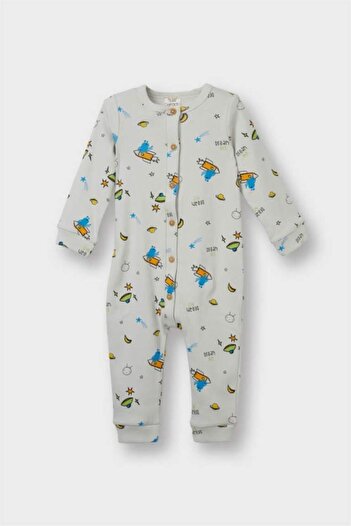 DeFacto Baby Boy Newborn Patterned Ribbed Camisole Long Sleeve Romper (25 Au)