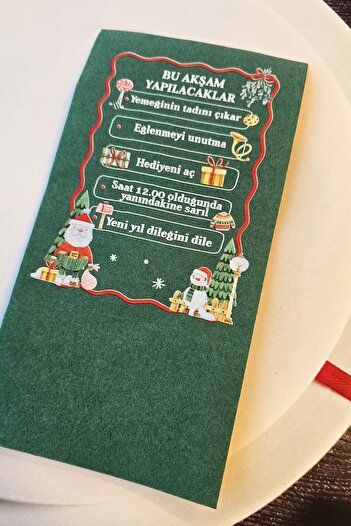 PEKSHOP New Year's To-Do List Green New Year's Napkin 12-Pack