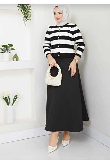MODA VEDAT Women's Knitwear Cardigan and Scuba Skirt Set -0021