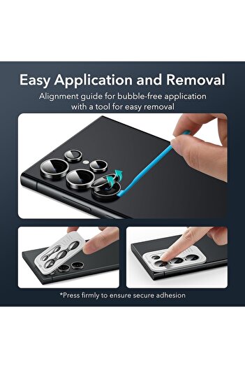 ESR Camera Protector Film for Samsung Galaxy S24 Ultra, Q173, Tempered Glass, Black