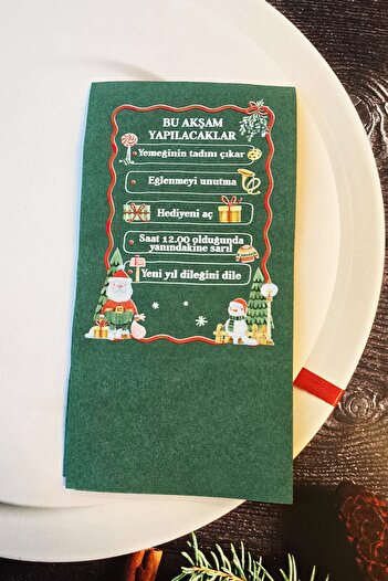 PEKSHOP New Year's To-Do List Green New Year's Napkin 12-Pack