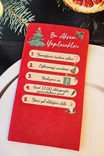 PEKSHOP New Year's Activities Red New Year's Napkin 12-Pack