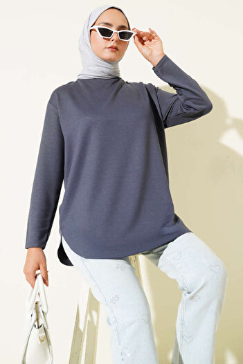Smy moda Basic Bottom Seamless Solid Color Long Sleeve Tunic