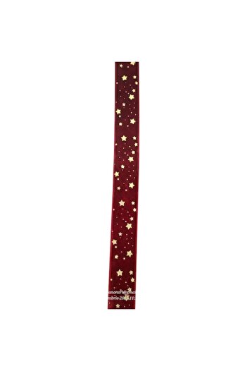 Yara Decorative Christmas ribbon, velvet bow, gold stars, 2.5 cm x 22.5 m, brown