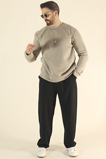 INFLUYENTE Men's Winter 3-Thread Soft Filled Sweatshirt - Regular Crew Neck