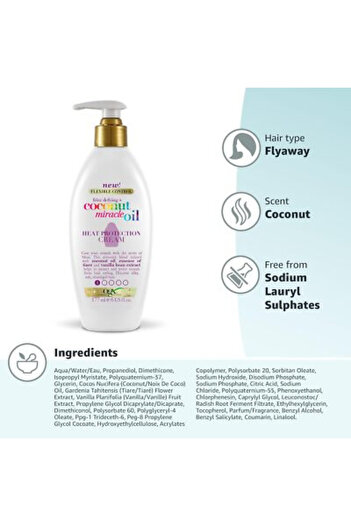 OGX Coconut Miracle Oil Leave-In Air Dry Hair Cream For Smooth Frizz-Free Hair 177ml
