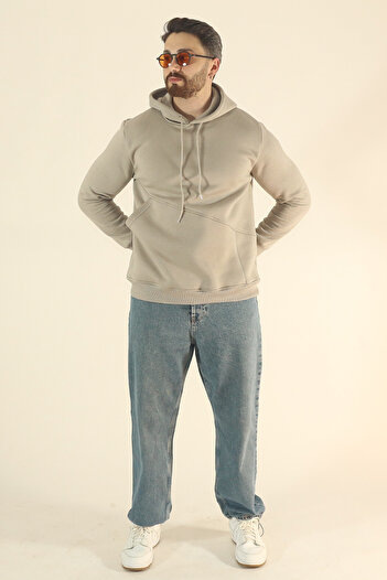 INFLUYENTE Men's Winter 3-Thread Side Pocket Puff Fabric Sweatshirt - Regular Fleece-Lined Hoodie