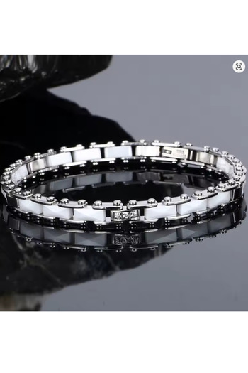 NikaŞ Original Stainless Steel & Ceramic Bracelet |   Romantic Women/Girl Bracelet with Cz Crystal Detail