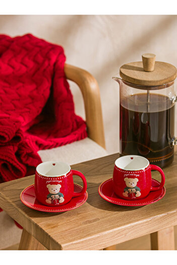 LC Waikiki Lcw Home Mixed Bear Teddy Printed 2-Person Coffee Cup Set