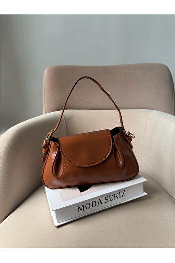 Moda Sekiz Women's Faux Leather Shoulder Bag with Magnet Closure and Accessory Detail
