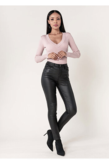 Nina Carter Skinny pants made of -leather Matt black LC1001-1 M9