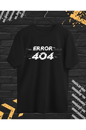 OEM Men's T-Shirt with Print 'Error 404', Cotton, Black, XXL INTL