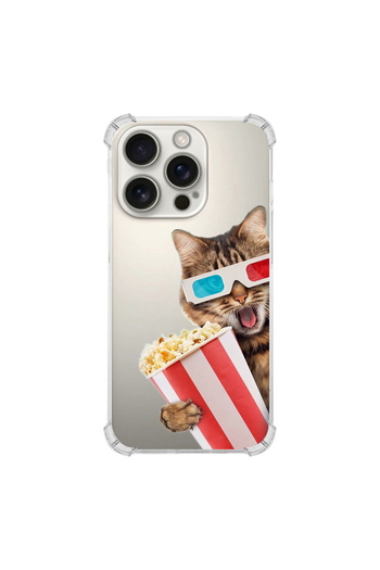 PrintiFy Cat 1 Printed Corner Protection Anti-Shock Transparent Case Compatible with Apple iPhone 16 Pro