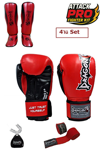Dragondo Dragon Attack 5 Plus Professional Boxing Gloves Set of 4 Boxing Gloves Crotch Protector Bandage Mouthguard
