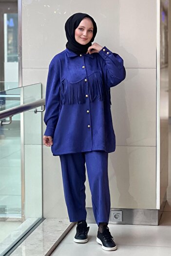 Ghisa Nubuck Look Tassel Shirt Pants Set