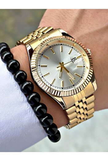 Tisaati Luxury Design Special Series Eşref Single Watch Model Metal Band Men's Wristwatch with Calendar-Bracelet Gift
