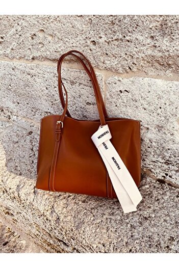 H&D COLLECTİON Women's Medium-Sized Faux Leather Medium-Sized Handbag and Shoulder Bag with Snap Closure and Zipper Closure