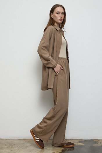 QANU Striped Modal Suit Mink