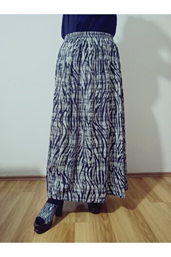 hoaryage Elastic Waist Patterned Winter Medium Thickness Combed Cotton Fabric Maxi Length Mother Skirt, Prayer Skirt Size 38-50