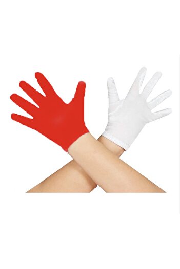 Butik Center 1 Pair Red White Pantomime Gloves Kids Size for Performances