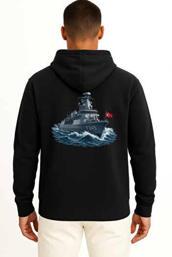 Bahriyeli Collection Hooded Tcg Oruçreis F-245 Unisex Sweatshirt with Pocket and Back Design