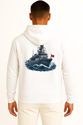 Bahriyeli Collection Hooded Tcg Oruçreis F-245 Unisex Sweatshirt with Pocket and Back Design