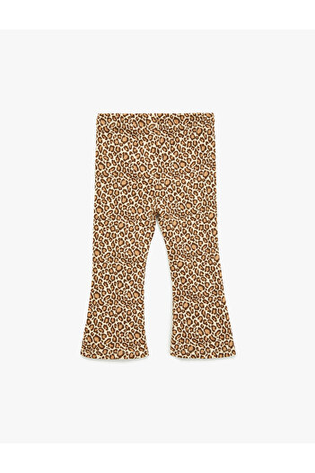 Koton Leopard Patterned Elastic Waist Cotton Spanish Leggings