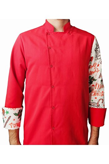 Ant Rotagrup Üniforma ve İş Elbiseleri Chef Jacket Patterned Unisex Snap Fastener Long Sleeve Chef Cook Kitchen Jacket Candy Patterned
