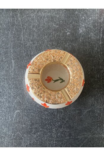 RGS HOMELİFE Handmade Ashtray with Flower and Fruit Patterns with Lid, Decorative Gift Presentation Tray