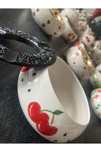 RGS HOMELİFE Handmade Ashtray with Flower and Fruit Patterns with Lid, Decorative Gift Presentation Tray