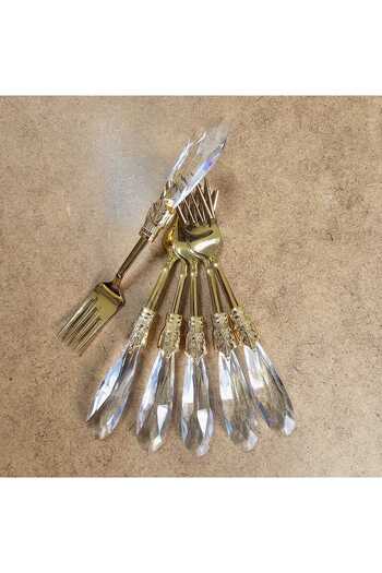 MaviDamla 6 Pieces Drop Model Dessert Fork Gold Titanium