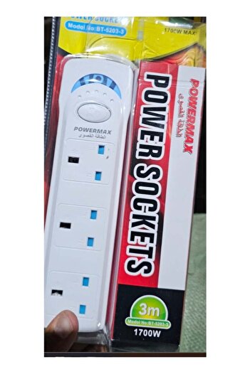 powermax Power Extension Socket - 3 Universal Outlets (Model BT-5203-3)
