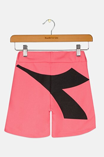 Diadora Kids Girl Brand Logo Basic Shorts, Pink/Black