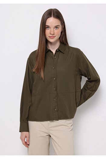Colin's Relax Fit Shirt Neck Plain Women's Green Long Sleeve Shirt