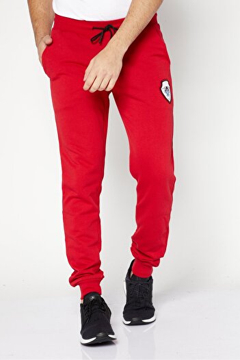 Cavalli Class Men Regular Fit Brand Logo Sweatpants, Red