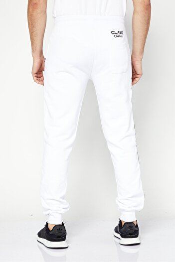 Cavalli Class Men Regular Fit Logo Print Sweatpants, White