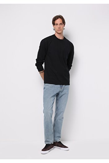 Colin's Comfort Fit Yuvarlak Yaka Düz Erkek Siyah Uzun Kol Tişört