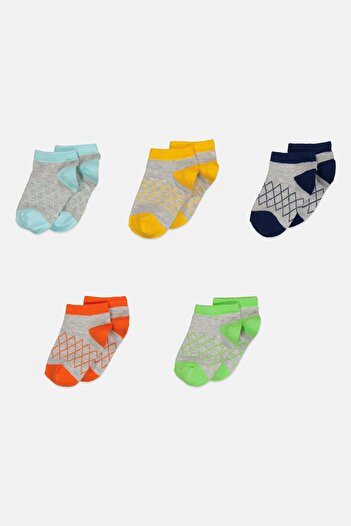 RBX Toddlers Boy 5 Pair Allover Print Ankle Socks, Multicolor