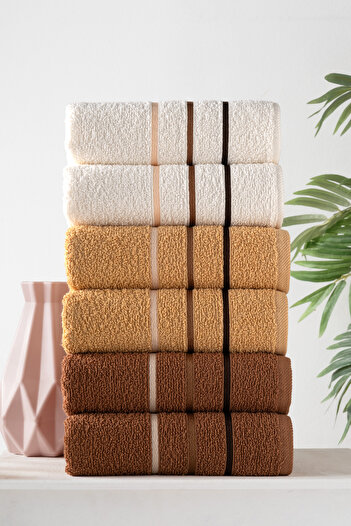 DNZGÜLCAN Mira 6-Piece 100% Cotton Towel Set |   Body and Bath Towel |   50X90 cm