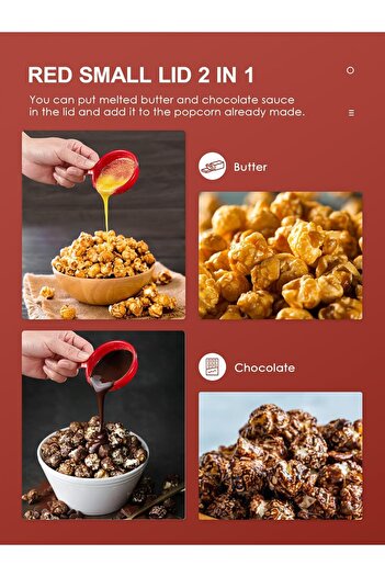 Twinkle Mart Popcorn Maker 1200W Hot Air Popper Machine, Red