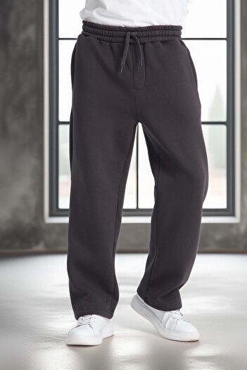 Valiberta Baggy Fit 3 Thread Ribbed Men's Sweatpants - Smoked