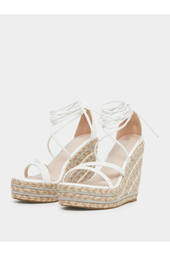 Raid By Styli Francis Strappy Tie-Up Embellished Wedge