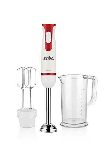 Sinbo 2-speed Hand Blender with 0.8 L Beaker, 300W SHB 3112 White/Red